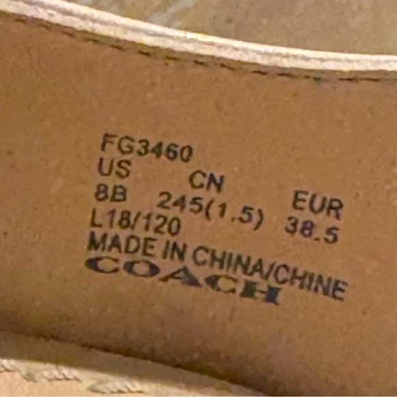 Coach ALLIE Beige Nude Leather Slingback Pump Stiletto Logo On Toe Luxury - Picture 7 of 14